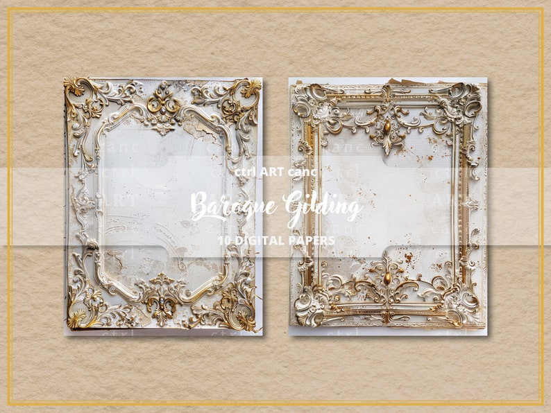 Baroque Golden Frame Digital Paper: Rococo Scrapbook Kit (printable ...