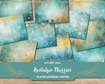 Snowflake Junk Journal Kit: Christmas Scrapbook Paper (Digital Download)