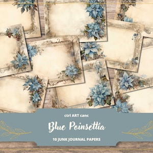 Christmas Junk Journal Kit for Scrapbook Digital Paper for Junk Journal Printable Paper Kit Poinsettia Journal Kit Scrapbook Christmas Paper