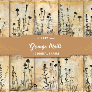 Grunge Paper Floral Digital Paper Junk Journal Printable Kit Scrapbook Paper Printable Kit Grunge Paper Texture Grunge Background Commercial