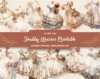 Shabby Rose Dresses Printable: Junk Journal Kit (Digital Download)