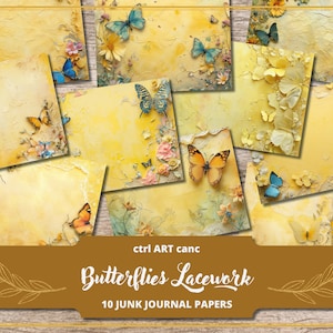 Kit diario spazzatura farfalla Kit album di ritagli farfalla Farfalle Carta digitale Carta pizzo per carta stampabile sfondo diario spazzatura