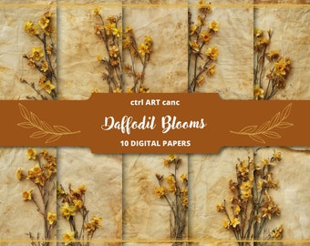 Kit Daffodil Junk Journal: carta digitale floreale vintage (download digitale)