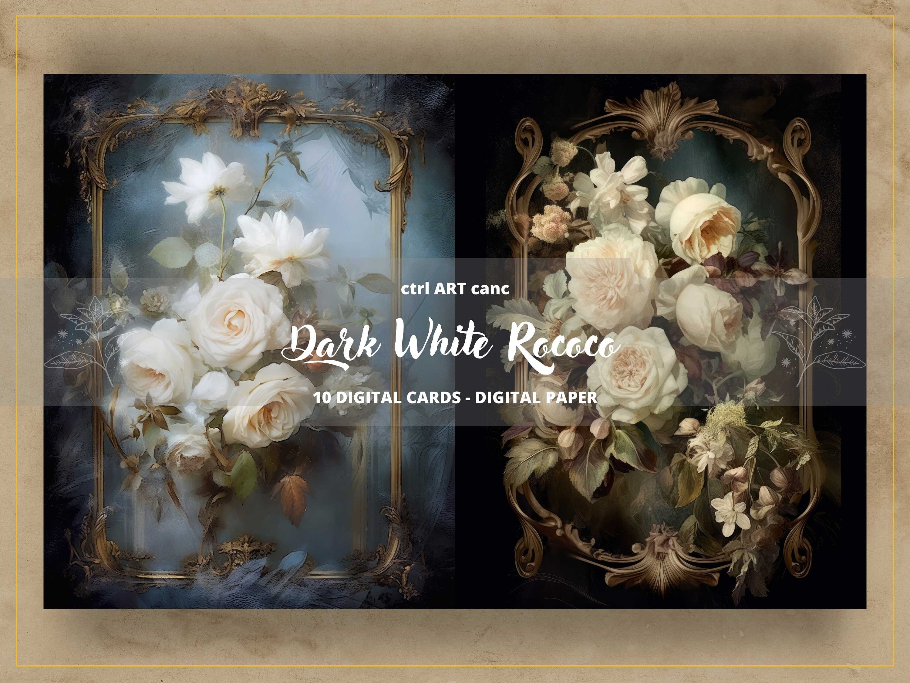 Rococco Roses Dark White Rococo Roses Printable: Journal Kit (digital Download) - Etsy
