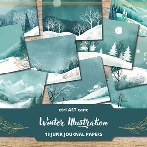 Kit de diario basura de invierno Diario de invierno Kit de álbum de recortes de invierno Ilustración de invierno Diario de nieve Papel digital de invierno Diario imprimible de invierno