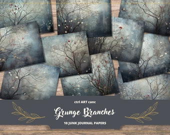 Grunge Junk Journal Kit Printable Paper for Scrapbook Paper Kit Printable Journal Paper Dark Scrapbook Page Book of Shadows Printable Paper