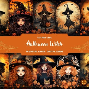 Halloween Witch Junk Journal Digital Paper, Journal Paper, Halloween Invitation, Journaling Paper, Junk Journal, Halloween Scrapbooking