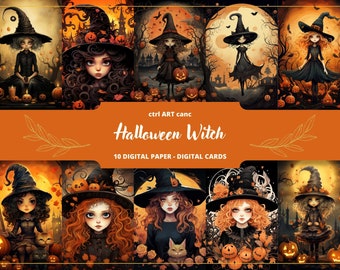 Halloween Witch Junk Journal Digital Paper, Journal Paper, Halloween Invitation, Journaling Paper, Junk Journal, Halloween Scrapbooking
