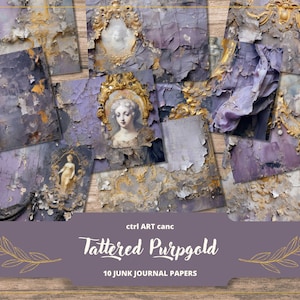 Zerfetztes Lila Digitales Papier Lila Journal Papier für Junk Journal Druckbares Papier Zerfetztes Wand Shabby Dekor druckbares Papier Journal