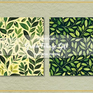 Green Plants Seamless Digital Paper Green Leaves Printable Pattern ...