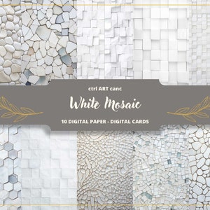 Mosaik druckbares Papier für Scrapbook Papier Hintergrund weiß Junk Journal Papier Hintergrund für Journal weiße Fliesen druckbares digitales Papier