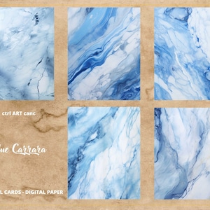 Blue Marble Digital Paper Carrara Marble Printable Paper for Junk ...