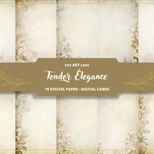 Papel Digital Tierno Elegancia, Papel de Invitación Floral Blanco, Papel Digital, Papel Viejo, Papel de Carta, Scrapbooking, Collage, Diario Basura