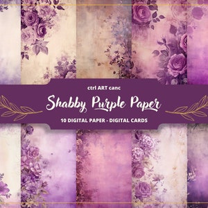 Shabby Purple Printable Paper, Shabby Journal Paper, Journal Kit, Journal Pages, Scrapbooking, Journal Supplies, Junk Journal, Ephemera