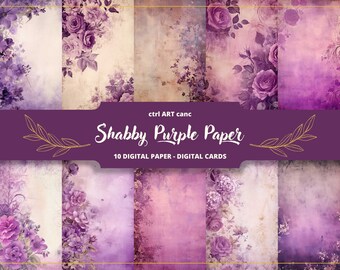 Shabby Purple Printable Paper: Floral Journal Kit (Digital Download)