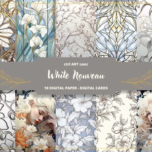 Art Nouveau Digital Paper: Printable Scrapbook Paper (Instant Download)
