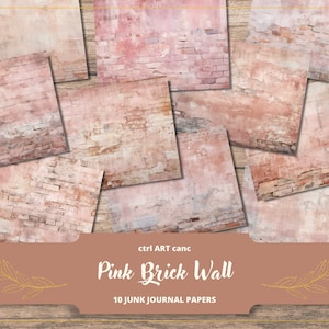 May include: Ten digital papers featuring a pink brick wall texture. The papers are perfect for junk journaling, scrapbooking, and other creative projects.