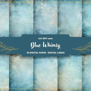 Blue Whimsy Digital Paper, Blue Ice Invitation Paper, Digital Paper, Old Paper, Letter Paper, Scrapbooking, Collage, Junk Journal