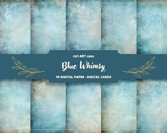 Blue Whimsy Digital Paper: Ice Invitation, Scrapbooking (JPEG Files)