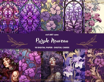 Jugendstil Digitales Papier: Frankreich Printable Scrapbook Papier (Instant Download)