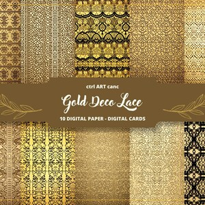 Gold Deco Digital Paper Gold Lace Paper for Scrapbook Junk Journal Paper Download Printable Paper Instant Download Printable Paper Decor