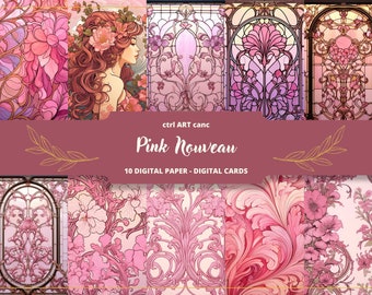 Art Nouveau Digital Paper: Printable Scrapbook Paper for Junk Journals (Instant Download)