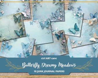 Butterfly Junk Journal Kit: Lace Paper, Scrapbook Paper (Digital Download)