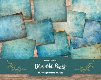 Blue Old Paper Textures: Stained Vintage Backgrounds (Digital Download)