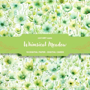 Whimsical Meadow Journal Digital Paper, Journal Paper, Wrapping paper, Invitation Paper, Journaling Paper, Junk Journal, Crafting Paper