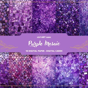 Mosaic Printable Paper for Scrapbook Paper Background Purple Junk Journal Paper Background for Journal Purple Tiles Printable Digital Paper