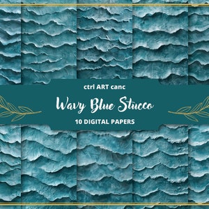 Blue Waves Stucco Printable Digital Paper for Decorations Printable Blue Paper Blue Digital Paper Decor Blue Paper Texture Illustration Kit