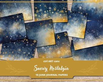 Snowflake Junk Journal Kit: Christmas Digital Paper (Printable)