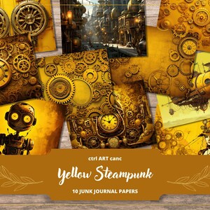 Steampunk Hintergrund Gelb Steampunk Digitales Papier Sofortiger Download Steampunk Druckbares Papier Steampunk Gelb Wallpaper Steam Punk Journal