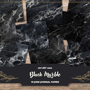 Schwarzer Marmor Digitales Papier Marmor druckbares Papier für Junk Journal Marmor Hintergrund Marmor Tapete Junk Journal Schwarzes Scrapbook-Papier