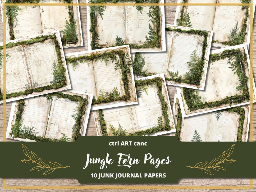 Fern Forest Junk Journal Kit Moss Journal Pages Double Page