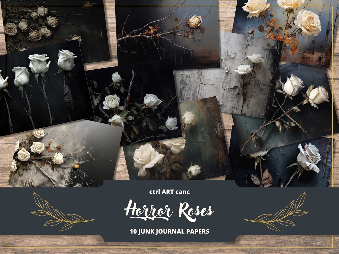 Roses Junk Journal Kit Floral Journal Paper Printable Journal Kit Dark ...