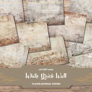 Ziegelwand Textur Junk Journal Papier Weiß Scrapbook Papier für Journaling Papier druckbare Wand druckbares Papier weiß Journal Papier