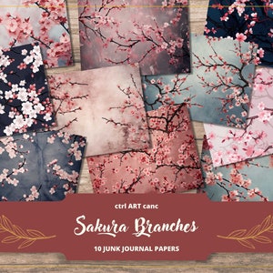 Sakura Journal Kit Kirschblüten Scrapbook Papier Japanisches druckbares Papier Japanisches Journal Orientalisches Scrapbook Kit druckbares Journalpapier