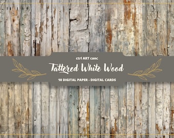 Tattered White Wood Digital Paper: Junk Journal Kit (Digital Download)