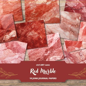 Roter Marmor Digitales Papier Carrara Marmor Printable Papier für Junk Journal Marmor Hintergrund Marmor Tapete Rot Junk Journal Scrapbook Papier