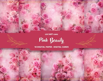 Shabby Chic Roses Digital Paper: Junk Journal Ephemera (JPEG)