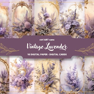 Vintage Lavender Printable, Lavender Paper, Romantic Decor, Journal Kit, Journal Pages, Scrapbooking, Junk Journal Supplies, Ephemera