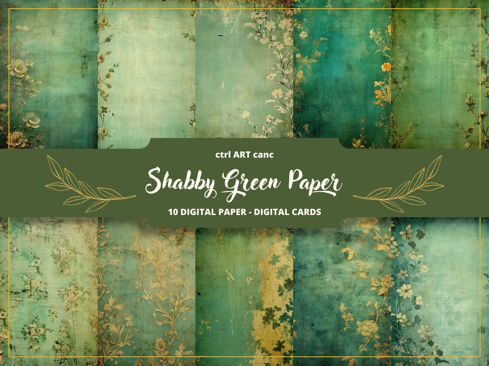 Shabby Green Printable Paper Shabby Journal Paper Journal - Etsy