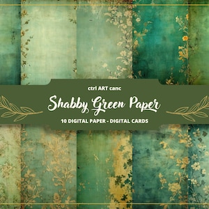 Shabby Grün Druckbares Papier, Journal Kit, Journal Seiten, Scrapbooking, Journal Zubehör, Junk Journal, Ephemera