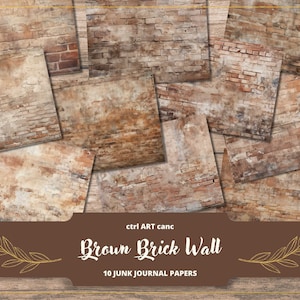 Textura de parede de tijolo, diário, papel marrom, scrapbook, papel digital para registro, papel imprimível, papel marrom, diário