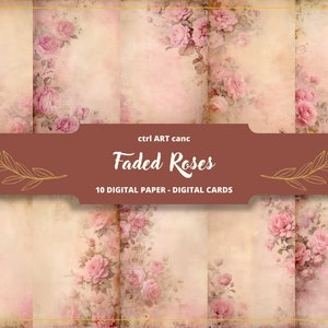 Papel digital Shabby Chic Roses, papel de diario basura, diario floral de rosas andrajosas, papel de diario, diario basura, papel antiguo, papel viejo