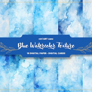 Blue Watercolor Texture Digital Paper, Junk Journal Page, Printable Kit, Digital Paper, Journal Page, Scrapbooking, Collage, Junk Journal