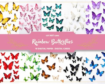 Collage Butterflies Cutout Fussy Cuts Butterfly Print Butterflies Printable Paper Decoupage Butterflies Rainbow Decoupage Butterfly