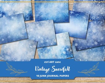 Snowflake Junk Journal Kit: Christmas Digital Paper (Printable)
