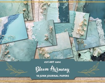 Floral Teal Journal Kit: Abstract Lace Scrapbook Paper (Digital Download)